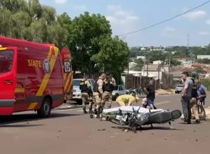 motociclista-fica-ferido-apos-acidente-com-carro-no-bairro-santa-cruz,-em-cascavel